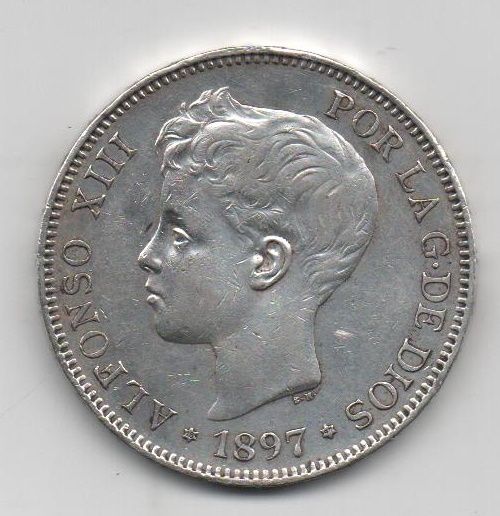 ALFONSO XIII DEL AÑO 1897* 97 DE 5 PESETAS